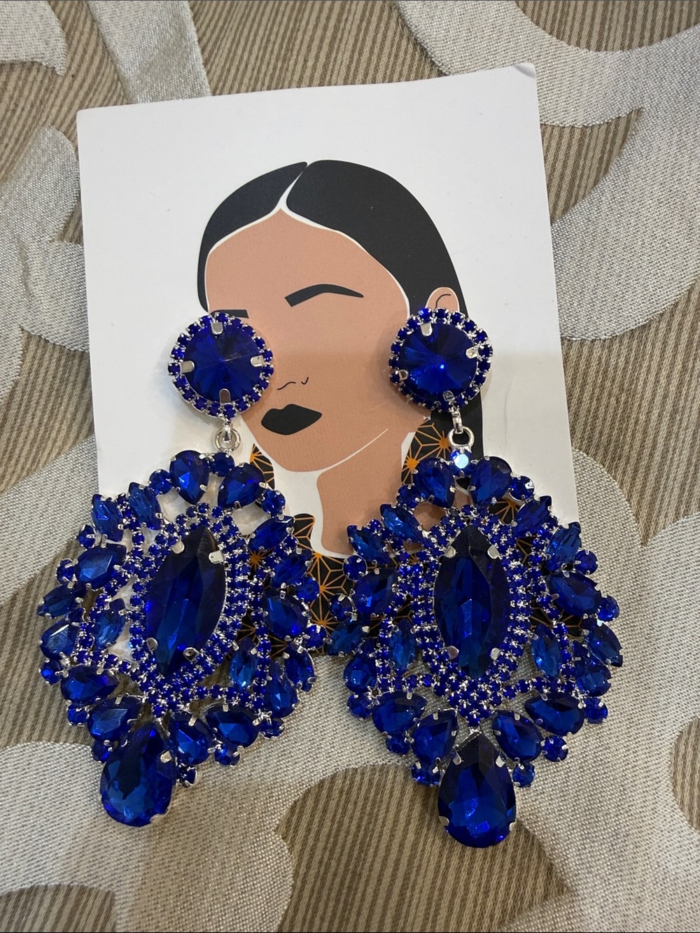 Statement Royal Blue Crystal Chandelier Earrings